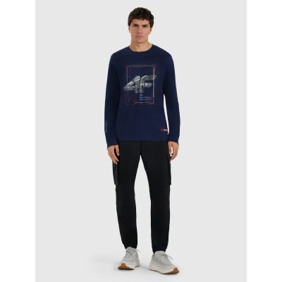 5. Longsleeve regular z nadrukiem męski 4F 4FRAW25TLONM606-31S