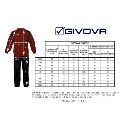3. Dres Givova Tuta Visa TR018 1210 czerwony/czarny