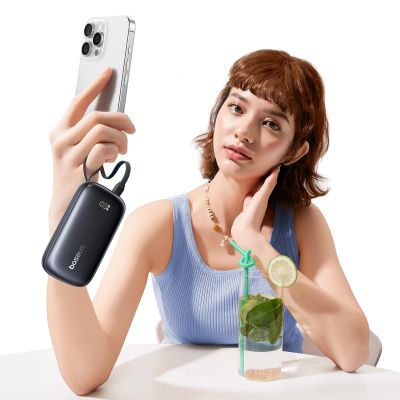 6. Powerbank Baseus EnerFill FC21 Qpow 3 Ultra 10000mAh 45W z dołączonym kablem-smyczą - czarny