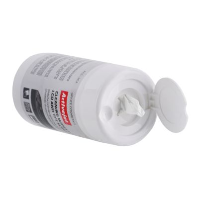 4. Activejet AOC-302 chusteczki do matryc LCD. (100 szt.) Nawilżane chusteczki do matryc, usuwające wszelkiego rodzaju zanieczyszczenia z wyświetlaczy ciekłokrystalicznych TFT w laptopach, smartfonach, palmtopach, monitorach LCD, itp.
