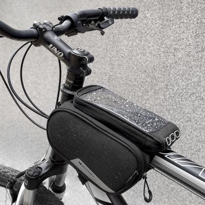 9. Wozinsky torba rowerowa na ramę + odczepiany pokrowiec na telefon do 6,5" 1,5l czarna (WBB7BK)