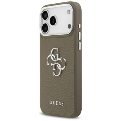 2. Etui Guess Grained Big 4G Classic Logo na iPhone 17 Pro Max - brązowe