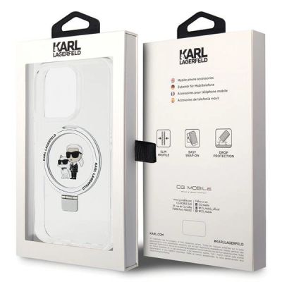8. Etui Karl Lagerfeld Ring Stand Karl&Choupettte MagSafe na iPhone 15 Pro Max 6.7" - białe