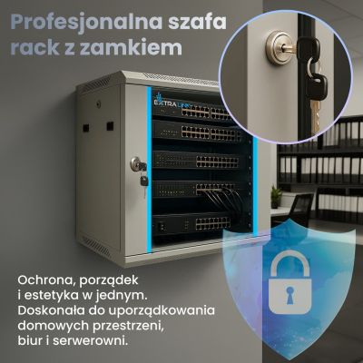 11. Extralink Szafa rack 6U 600x600 Szara montowana na ścianie