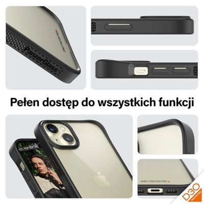 3. Etui PanzerGlass ClearCase na iPhone 15 Plus / 14 Plus z certyfikatem Military Grade - przezroczysto-czarne
