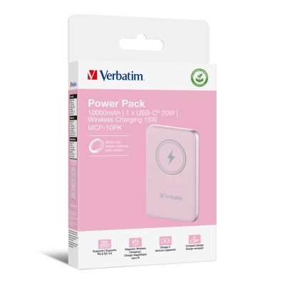 5. Verbatim Charge 'n' Go Litowo-polimerowy (LiPo) 10000 mAh Bezprzewodowe ładowanie Różowy