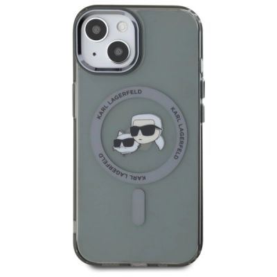 3. Karl Lagerfeld KLHMP15SHLSKCK iPhone 15   6.1" czarny/black hardcase IML Metal Karl&Choupette Head MagSafe