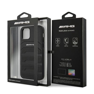 8. Etui AMG Leather Debossed Lines na iPhone 12 mini - czarne