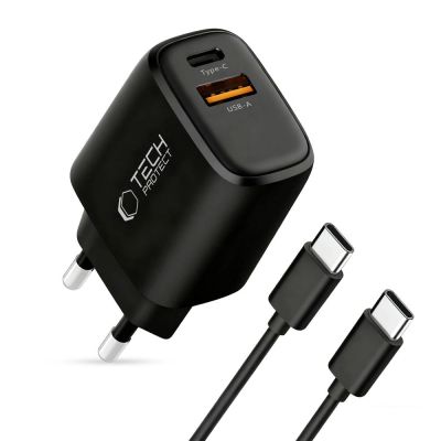 3. Ładowarka sieciowa Tech-Protect NCA45W-GAN 2-Porty 45W z kablem USB-C - czarna