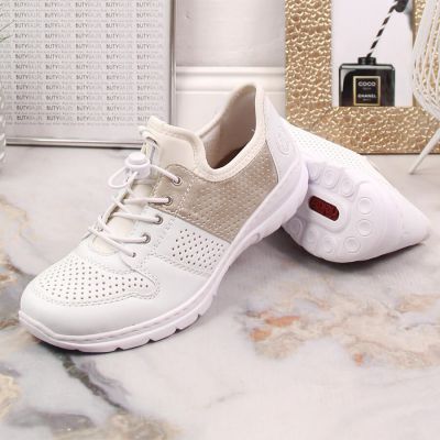 23. Komfortowe półbuty Rieker W L3254-80 białe