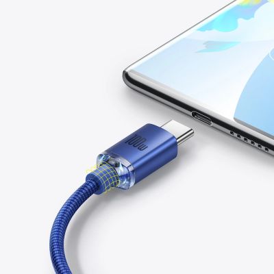 9. Baseus Crystal Shine Series kabel przewód USB do szybkiego ładowania i transferu danych USB Typ A - USB Typ C 100W 2m niebieski (CAJY000503)