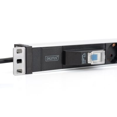 2. Digitus Listwa zasilająca PDU 19" Rack, 6x schuko, 2.0m, 1x wtyk unischuko, 16A, wyłącznik nadprądowy, profil aluminiowy