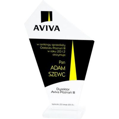 8. Trofeum szklane grawerowane + wypełnienie farbą