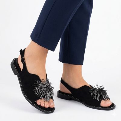 3. Sandały damskie zabudowane z cekinami czarne Potocki 43349