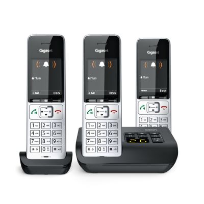 3. Telefon bezprzewodowy Gigaset 500A Comfort Trio - Automatyczna sekretarka - ECO DECT\GAP\CAT-iq - Srebrny + 2 dodatkowe słuchawki