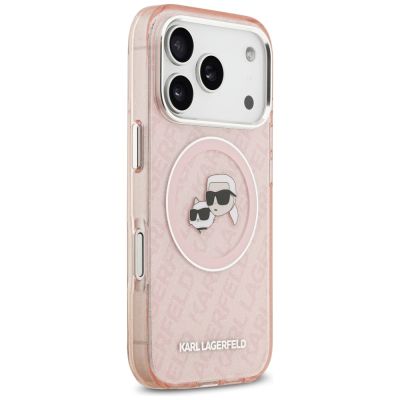 4. Etui Karl Lagerfeld IML Glitter Karl & Choupette Heads Logo MagSafe do iPhone 17 Pro - różowe
