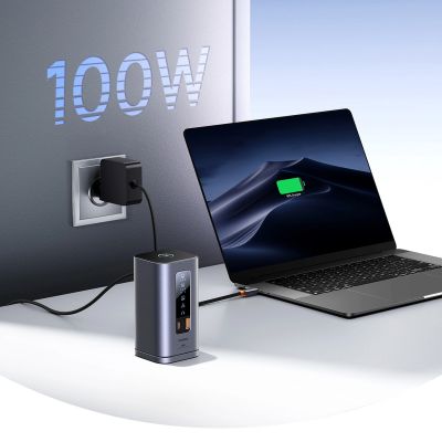 7. Stacja dokująca Baseus Spacemate RD1 hub 11w1 USB-C - 2xHDMI 4K@60Hz 2xDP 4K@60Hz 2xUSB-A 10Gb/s USB-C 10Gb/s RJ45 USB-A 480Mb/s USB-C PD mini jack 3.5mm ładowarka EU - szara