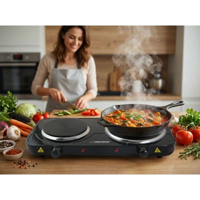 62. ESPERANZA KUCHENKA ELEKTRYCZNA YELLOWSTONE 1500W + 1000W CZARNA EKH014K