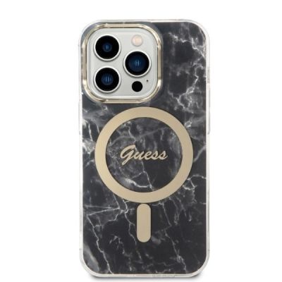 3. Etui Guess Marble MagSafe na iPhone 14 Pro + ładowarka indukcyjna - czarne