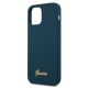 6. Etui Guess Metal Logo Script na iPhone 12 mini - niebieskie