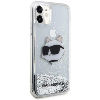 6. Etui Karl Lagerfeld Glitter Choupette Head na iPhone 11 / Xr - srebrne
