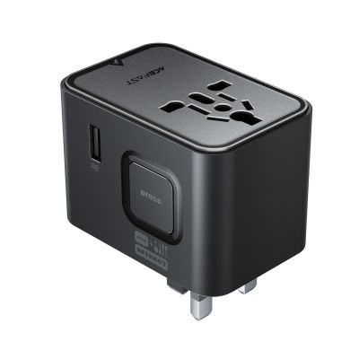 2. Adapter podróżny Acefast Z8 GaN 45W podróżna ładowarka sieciowa 3x USB-C + 2x USB-A z gniazdkiem AC 2500W - czarna