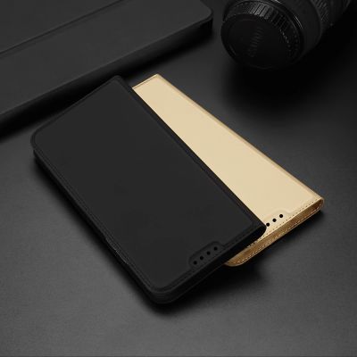 13. Dux Ducis Skin Pro etui do Xiaomi Redmi 11A / Poco C55 / Redmi 12C pokrowiec z klapką portfel na kartę podstawka złote