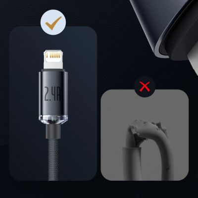 15. Baseus Crystal Shine Series kabel przewód USB do szybkiego ładowania i transferu danych USB Typ A - Lightning 2,4A 2m niebieski (CAJY000103)