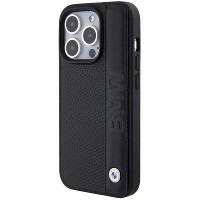 2. Etui BMW Leather Textured & Stripe na iPhone 15 Pro - czarne