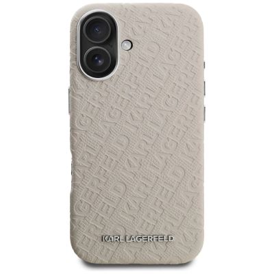 3. Etui Karl Lagerfeld FW Stamped Karl MagSafe na iPhone 16 - beżowe