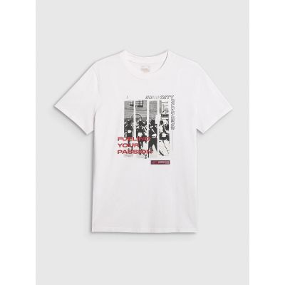 9. T-shirt regular z nadrukiem męski  4F 4FRAW25TTSHM3364-10S