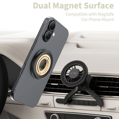 4. Uchwyt magnetyczny Tech-Protect MMR700 Lamano MagSafe na telefon - czarno-złoty