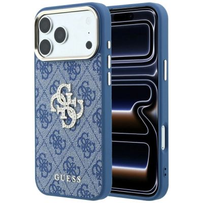 Etui Guess 4G & Big Strass Logo na iPhone 18 Pro / 17 Pro - niebieskie