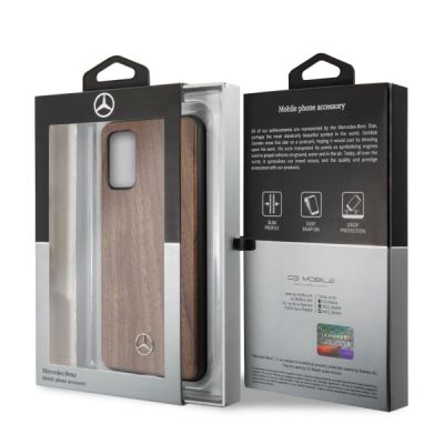 7. Etui Mercedes Wood Line Walnut na Samsung Galaxy S20+ - brązowe