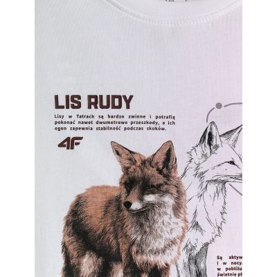 4. T-shirt regular z nadrukiem chłopięcy 4F 4FJKAW26TTSHM4452-10S
