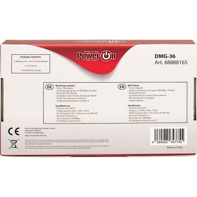5. Inter-Tech DMG-36 Wewnętrzny WLAN / Bluetooth 5400 Mbit/s