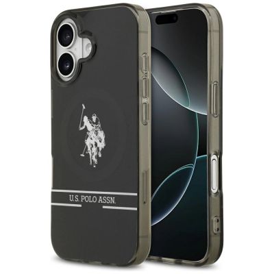 Etui US Polo DH and Bottom Stripe Logo MagSafe na iPhone 17 - czarne