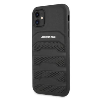 2. Etui AMG Leather Debossed Lines na iPhone 11 / Xr - czarne
