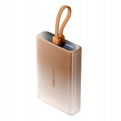 2. Powerbank Vention 10000 mAh USB-C + Lightning + USB-A 22,5W z wyświetlaczem LED miedziany