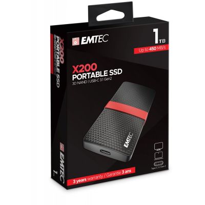 2. EMTEC SSD Power Plus X200 - Dysk SSD - 1TB - zewnętrzny (przenośny) - USB 3.1 Gen 1 (złącze USB-C)