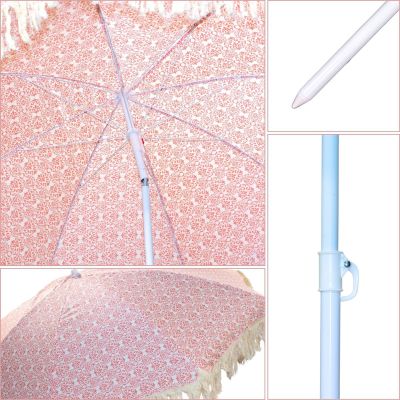 10. PARASOL PLAŻOWO OGRODOWY Z FRĘDZLAMI 174CM CZERWONY