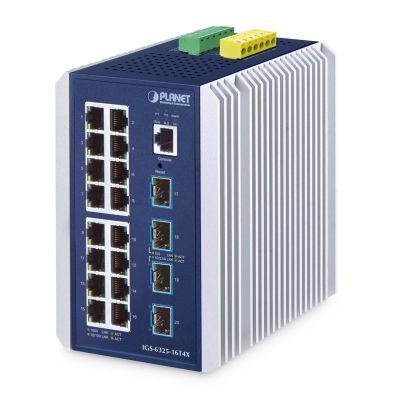 2. PLANET IP30 Industrial L3 16-Port Zarządzany Gigabit Ethernet (10/100/1000) Aluminium, Niebieski