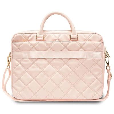 3. Torba Guess Quilted 4G na laptopa 16" - różowa