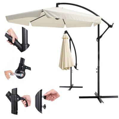 6. Extralink Black Forest Garden Umbrella with Side Panels, Large 3m Beige Cantilever Parasolowy do patio ze wspornikiem Sześciokąt Beżowy, Czarny