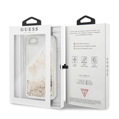 7. Etui Guess Glitter Charms na iPhone SE 2022 / SE 2020 / 7 / 8 - złote