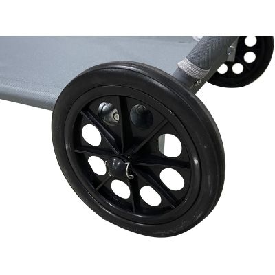 11. LEŻAK SKŁADANY PLAŻOWY Z DASZKIEM NA KÓŁKACH 116x62x62-90CM SZARY