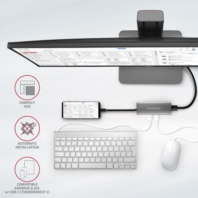 8. Axagon HMC-5G2 stacja dokująca USB 3.2 Gen 2 (3.1 Gen 2) Type-C Szary