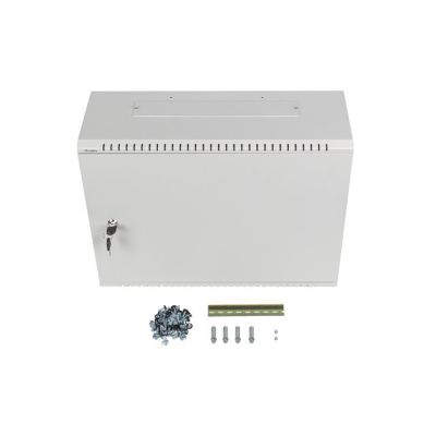 9. Szafa instalacyjna Lanberg rack wisząca 19" 4U+3U 540x200 niskoprofilowa szara (złożona)
