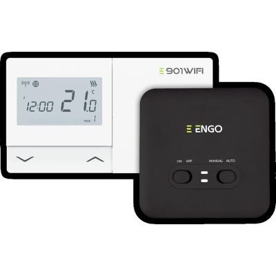 Regulator temperatury ENGO Controls E901-WIFI - bezprzewodowy, Wi-Fi, Internetowy, biały, 868MHz, bateryjny