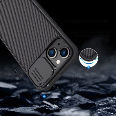 13. Nillkin CamShield Pro Case etui iPhone 14 Plus pancerny pokrowiec osłona na aparat kamerę niebieski